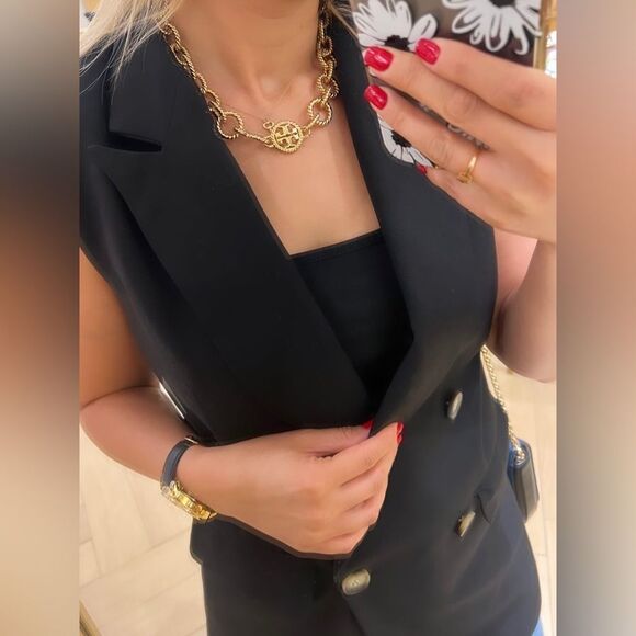 Tory Burch Textured Rope Necklace, Gold, Style 137691, RETAIL $278 - Picture 7 of 9